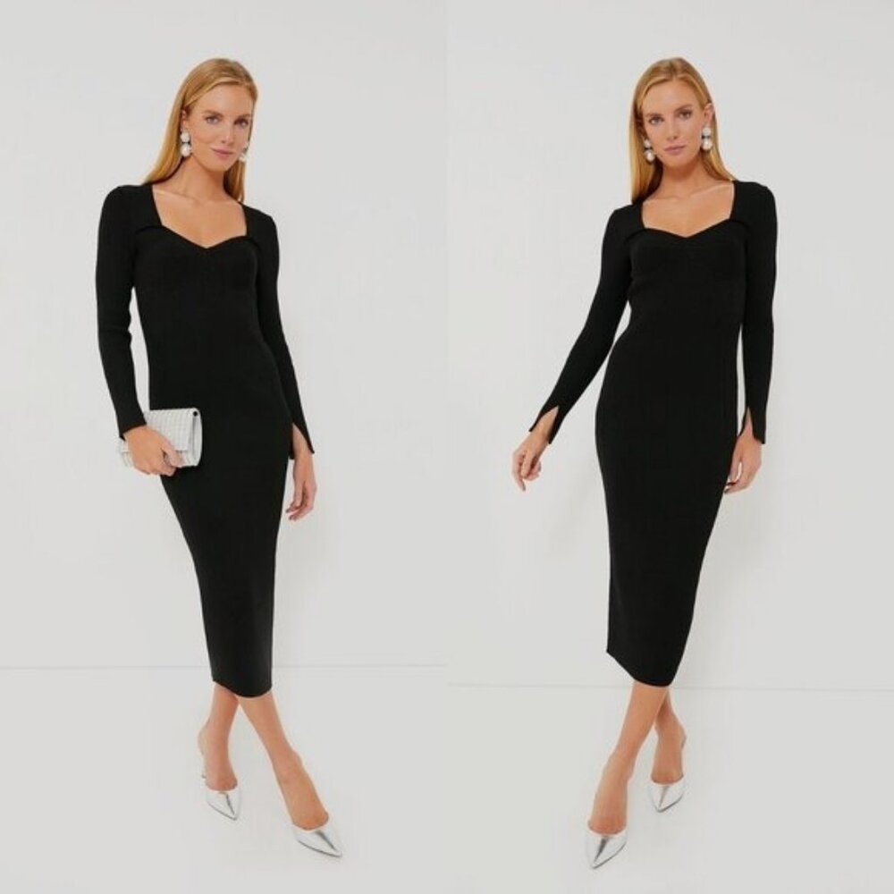 Moon River Black Ribbed Midi Dress, NWT size M